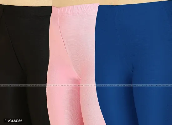 Fabulous Multicoloured Lycra Blend Solid Leggings For Women Pack Of 3-thumb4