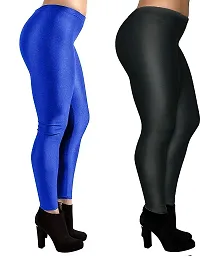 Fabulous Multicoloured Satin Solid Leggings For Women Pack Of 2-thumb1