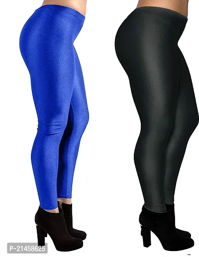 Fabulous Multicoloured Satin Solid Leggings For Women Pack Of 2-thumb2