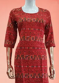 Stylish Red Crepe Printed Kurta For Women-thumb1