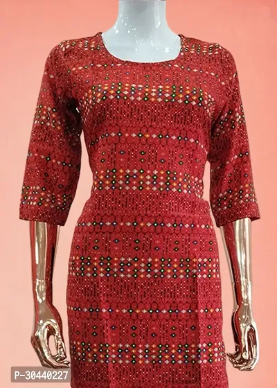 Stylish Red Crepe Printed Kurta For Women-thumb2