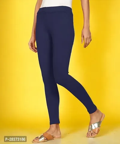Fabulous Navy Blue Cotton Solid Ankle Length Leggings For Women-thumb0