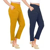 PT Latest Toko Stretchable Trousers for Women (Pack of 2) Straight Fit Pant for Casual, Daily and Office wear with Elastic Waist and Pockets.-thumb2