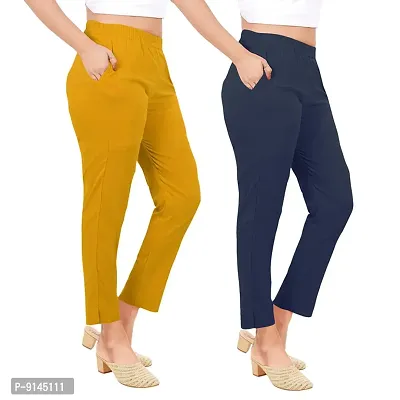 PT Latest Toko Stretchable Trousers for Women (Pack of 2) Straight Fit Pant for Casual, Daily and Office wear with Elastic Waist and Pockets.-thumb3