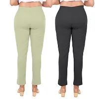 PT Latest Toko Stretchable Trousers for Women (Pack of 2) Straight Fit Pant for Casual, Daily and Office wear with Elastic Waist and Pockets.-thumb1