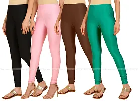 Stylish Fancy Lycra Blend Solid Leggings For Women Pack Of 4-thumb1