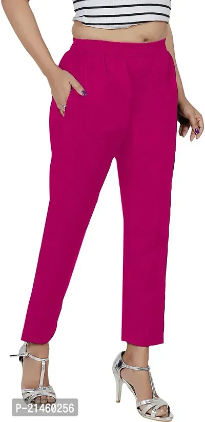 Elegant Pink Cotton Blend Solid Ethnic Pant For Women-thumb3