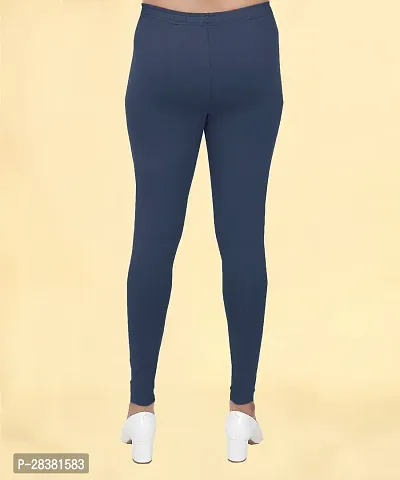 Fabulous Navy Blue Cotton Solid Leggings For Women-thumb3