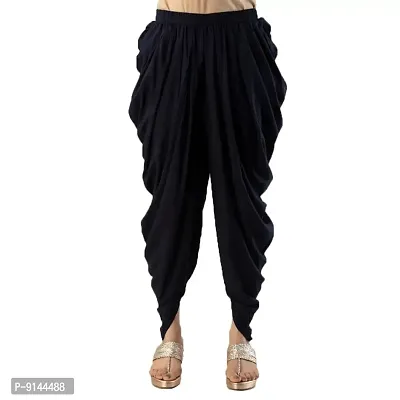 PT Latest Reyon Traditional Dhoti Patiala Salwar/Pants Stylish Stitched for Women's and Girls (Free Size) Black-thumb0