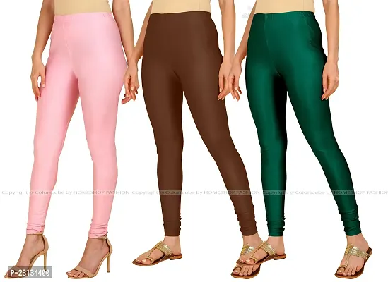 Fabulous Multicoloured Lycra Blend Solid Leggings For Women Pack Of 3-thumb2