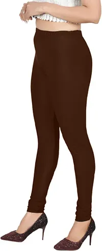 Fabulous Brown Satin Solid Leggings For Women Pack Of 1-thumb2