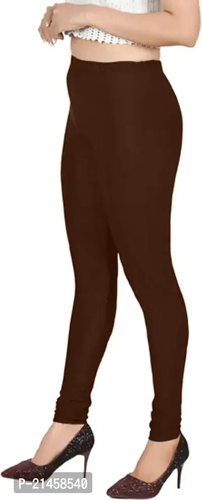 Fabulous Brown Satin Solid Leggings For Women Pack Of 1-thumb3