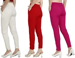 Elegant Multicoloured Cotton Slub Solid Ethnic Pant Combo For Women-thumb1