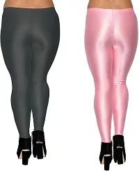 Fabulous Multicoloured Satin Solid Leggings For Women Pack Of 2-thumb2