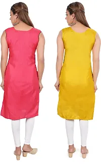 Elegant Multicoloured Poly Silk Embroidered Kurta For Women Combo Of 2-thumb1