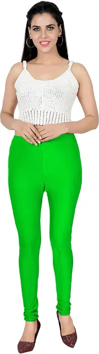 Fabulous Green Satin Solid Leggings For Women Pack Of 1-thumb3