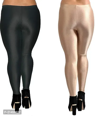 Fabulous Multicoloured Satin Solid Leggings For Women Pack Of 2-thumb3