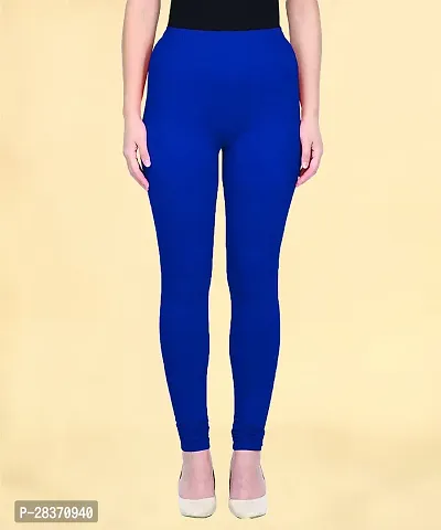 Stylish Blue Cotton Lycra Solid Leggings For Women-thumb2