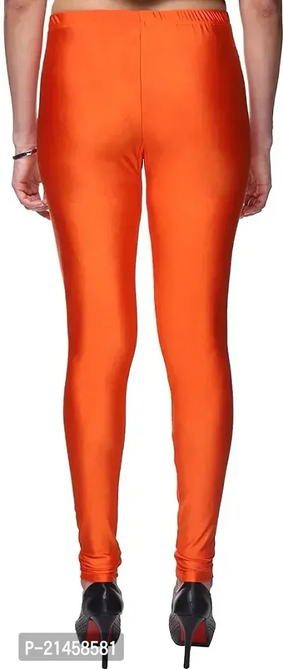 Fabulous Orange Satin Solid Leggings For Women Pack Of 1-thumb2