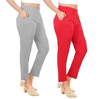 PT Latest Toko Stretchable Trousers for Women (Pack of 2) Straight Fit Pant for Casual, Daily and Office wear with Elastic Waist and Pockets.-thumb2