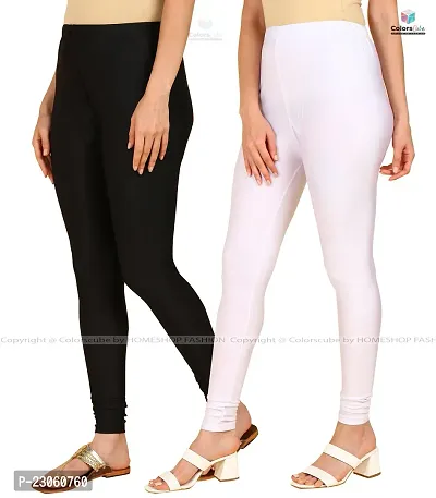 Stylish Women Lycra Blend Leggings Pack of 2-thumb2