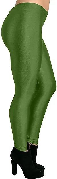 Fabulous Green Satin Solid Leggings For Women Pack Of 1-thumb2