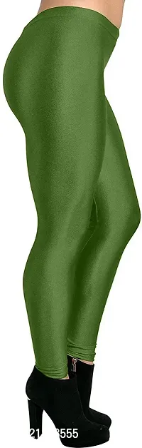 Fabulous Green Satin Solid Leggings For Women Pack Of 1-thumb3