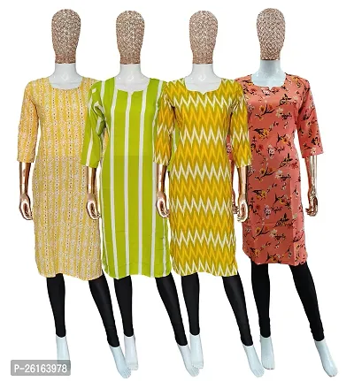 Beautiful Crepe Printed Kurti For Women Pack of 4-thumb0