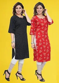 Fancy Straight Multicoloured Printed Crepe Kurta For Women Pack Of 2-thumb1