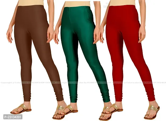 Fabulous Multicoloured Lycra Blend Solid Leggings For Women Pack Of 3-thumb2