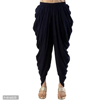 PT Latest Reyon Traditional Dhoti Patiala Salwar/Pants Stylish Stitched for Women's and Girls (Free Size) Navy Blue-thumb0