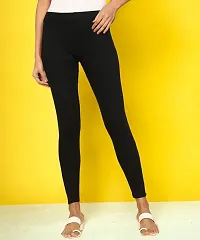 Fabulous Black Cotton Solid Ankle Length Leggings For Women-thumb1