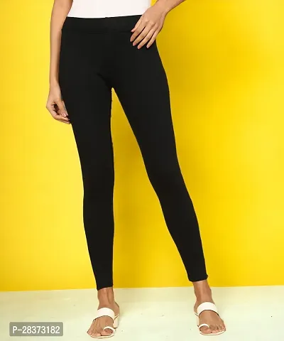Fabulous Black Cotton Solid Ankle Length Leggings For Women-thumb2