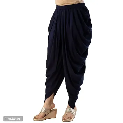 PT Latest Reyon Traditional Dhoti Patiala Salwar/Pants Stylish Stitched for Women's and Girls (Free Size) Navy Blue-thumb3