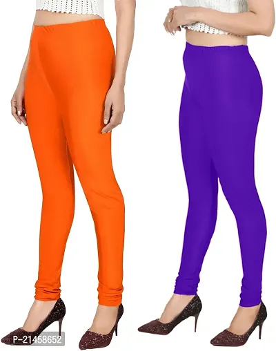 Fabulous Multicoloured Satin Solid Leggings For Women Pack Of 2-thumb3