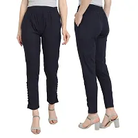 PT Regular Fit Elastic Waist Cotton Pencil Pant Casual/Formal Trousers for Women with Pockets for Casual  Official Use for Women's  Girls Available in 13 Colors.-thumb3