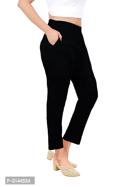 Buy PT Latest Toko Stretchable Trousers for Women Straight Fit Pant for  Casual, Daily and Office wear with Elastic Waist and Pockets. Black at