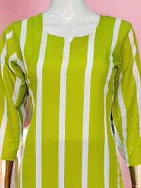 Stylish Green Striped Crepe Straight Kurta For Women-thumb1