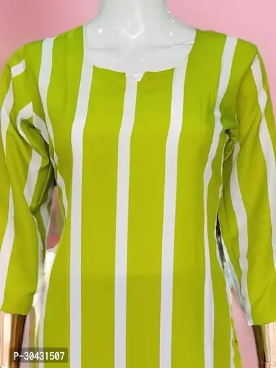 Stylish Green Striped Crepe Straight Kurta For Women-thumb2