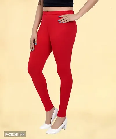 Fabulous Red Cotton Solid Leggings For Women