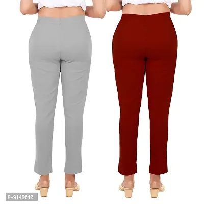 PT Latest Toko Stretchable Trousers for Women (Pack of 2) Straight Fit Pant for Casual, Daily and Office wear with Elastic Waist and Pockets.-thumb2