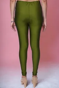 Stylish Green Lycra Blend Solid Leggings For Women-thumb1