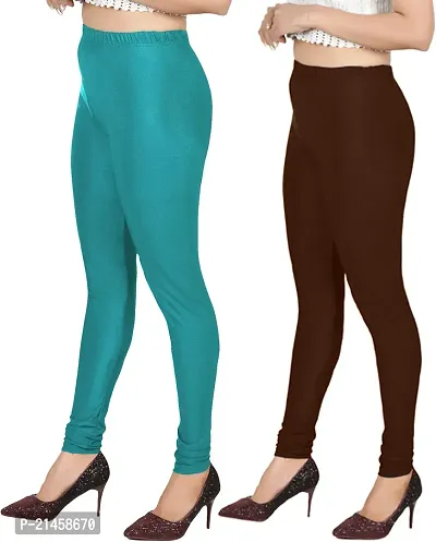 Fabulous Multicoloured Satin Solid Leggings For Women Pack Of 2-thumb3