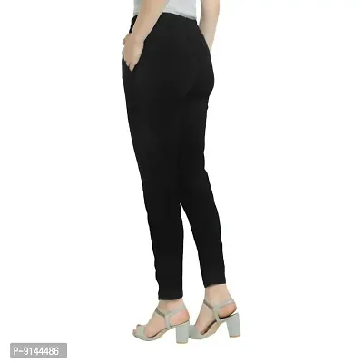 PT Regular Fit Elastic Waist Cotton Pencil Pant Casual/Formal Trousers for Women with Pockets for Casual  Official Use for Women's  Girls Available in 13 Colors.-thumb2