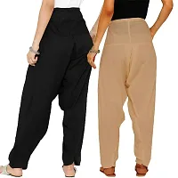 PT Latest Cotton Traditional Semi Patiala Salwar Punjabi Style Stitched for Women's and Girls (Free Size). Pack of 2 Black Camel-thumb1