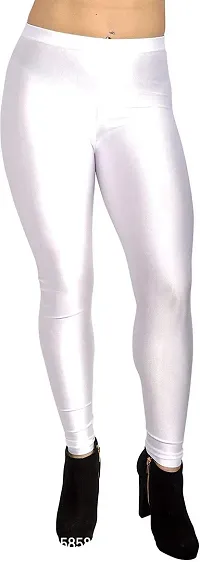 Fabulous White Satin Solid Leggings For Women Pack Of 1-thumb0