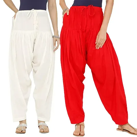 Stylish Cotton Solid Patiala salwar For Women - Pack Of 2