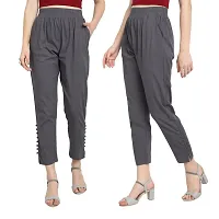 PT Regular Fit Elastic Waist Cotton Pencil Pant Casual/Formal Trousers for Women with Pockets for Casual  Official Use for Women's  Girls Available in 13 Colors.-thumb3
