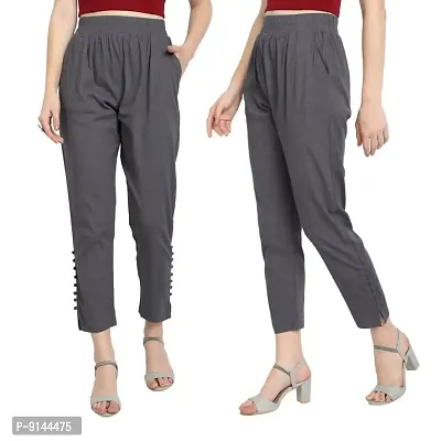 PT Regular Fit Elastic Waist Cotton Pencil Pant Casual/Formal Trousers for Women with Pockets for Casual  Official Use for Women's  Girls Available in 13 Colors.-thumb4