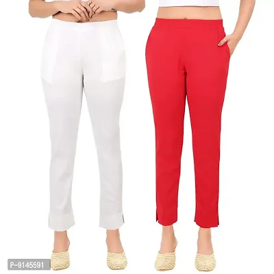 PT Latest Toko Stretchable Trousers for Women (Pack of 2) Straight Fit Pant for Casual, Daily and Office wear with Elastic Waist and Pockets.-thumb0